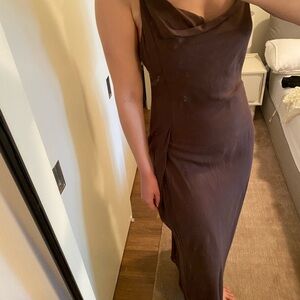 Holzweiler Cowl Neck Brown Slip Dress